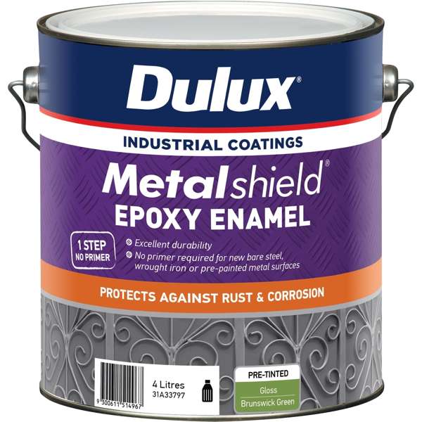 Dulux 4L Metalshield Epoxy Enamel Gloss Paint Brunswick Green