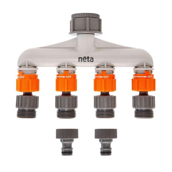 Neta 4-Way Plastic Tap Universal Screw-On