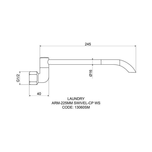 Mildon Laundry Arm Swivel 225mm