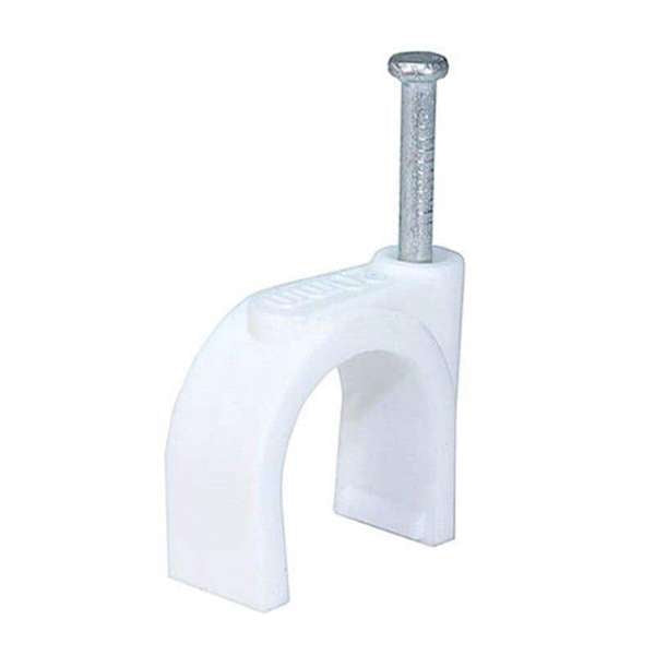 HPM Round Cable Clips White 10mm - 100 Pack