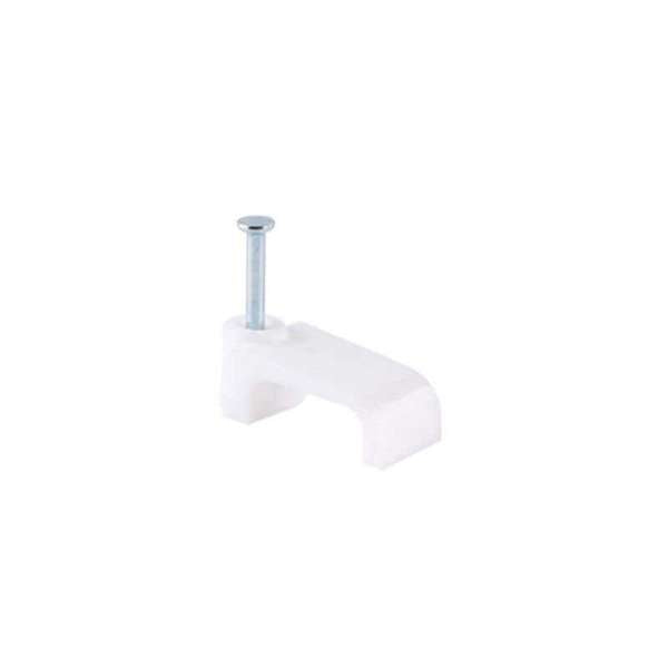 HPM Flat Cable Clips White 7mm - 100 Pack