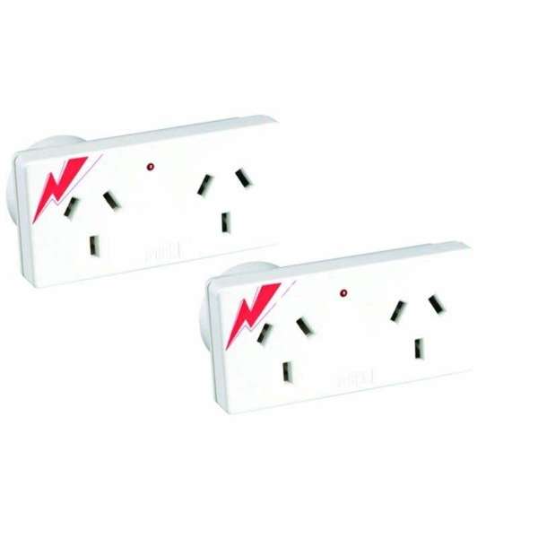 HPM Surge Protected Double Adaptor - 2 Pack