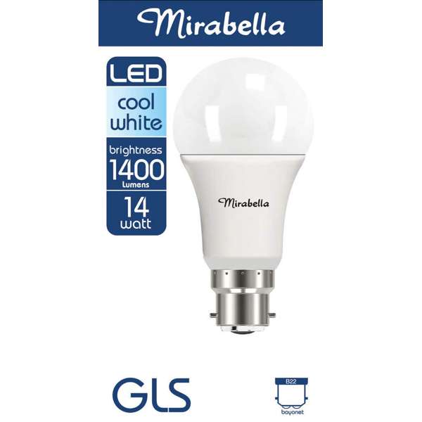 Mirabella LED GLS Globe 14W BC Cool White