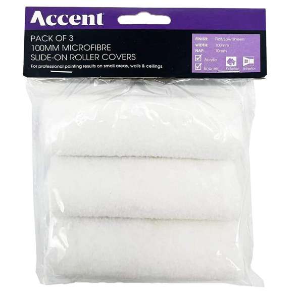 Accent Microfibre Roller Cover 100mm - 3 Pack