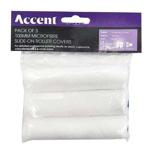 Accent Microfibre Roller Cover 4mm Nap 100mm - 3 Pack