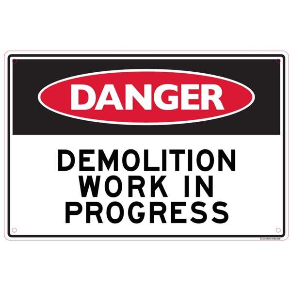 Sandleford Danger Demolition Work in Progress Sign