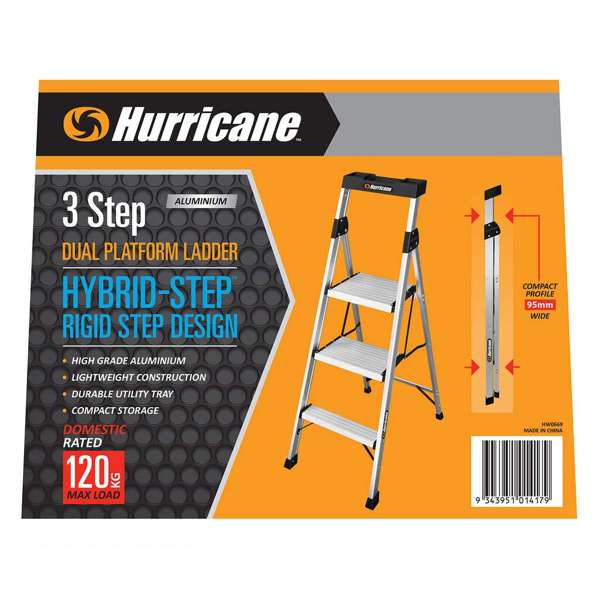 Hurricane 3 Step Dual Platform Ladder 120kg