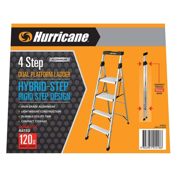 Hurricane 4 Step Dual Platform Ladder 120kg