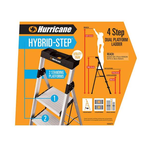 Hurricane 4 Step Dual Platform Ladder 120kg