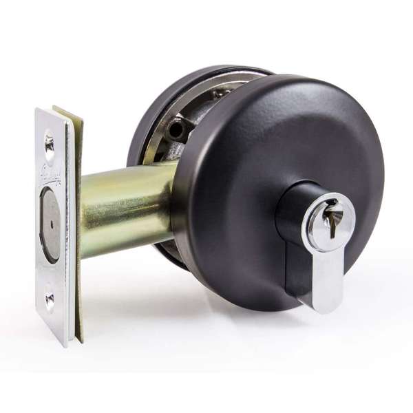 Gainsborough Neue Smooth Round Deadbolt Double Cylinder Matt Black