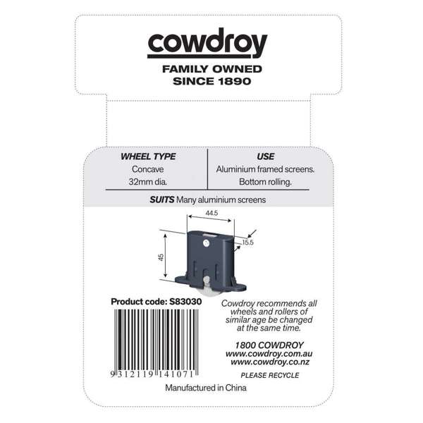 Cowdroy Adjustable Roller Door Carriage with Capacity of 25kg