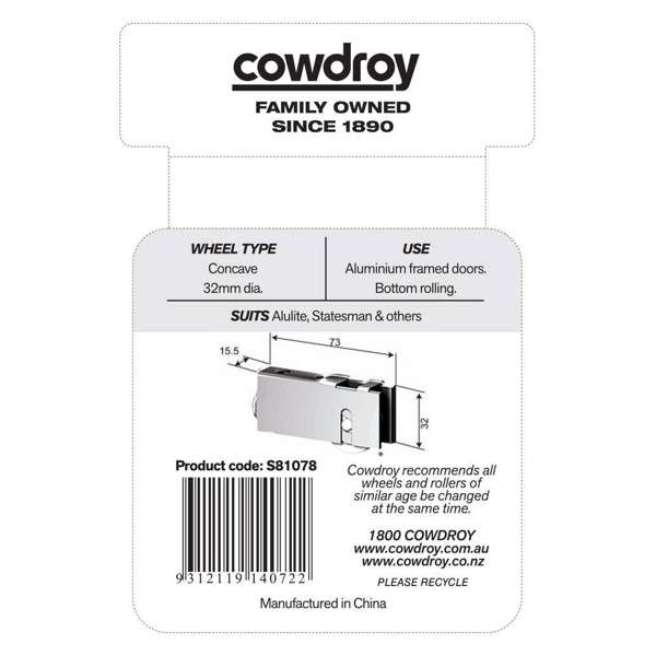 Cowdroy Adjustable Door Carriage & Roller with Capacity of 20kg