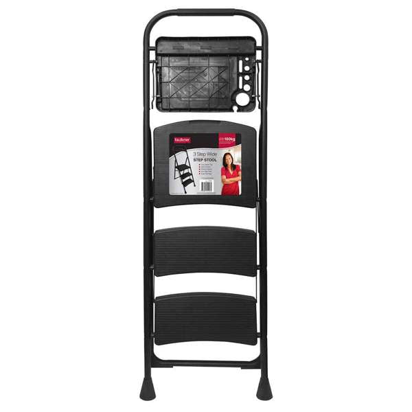 Faulkner 3 Step Wide Ladder with Tool Tray 100kg Domestic