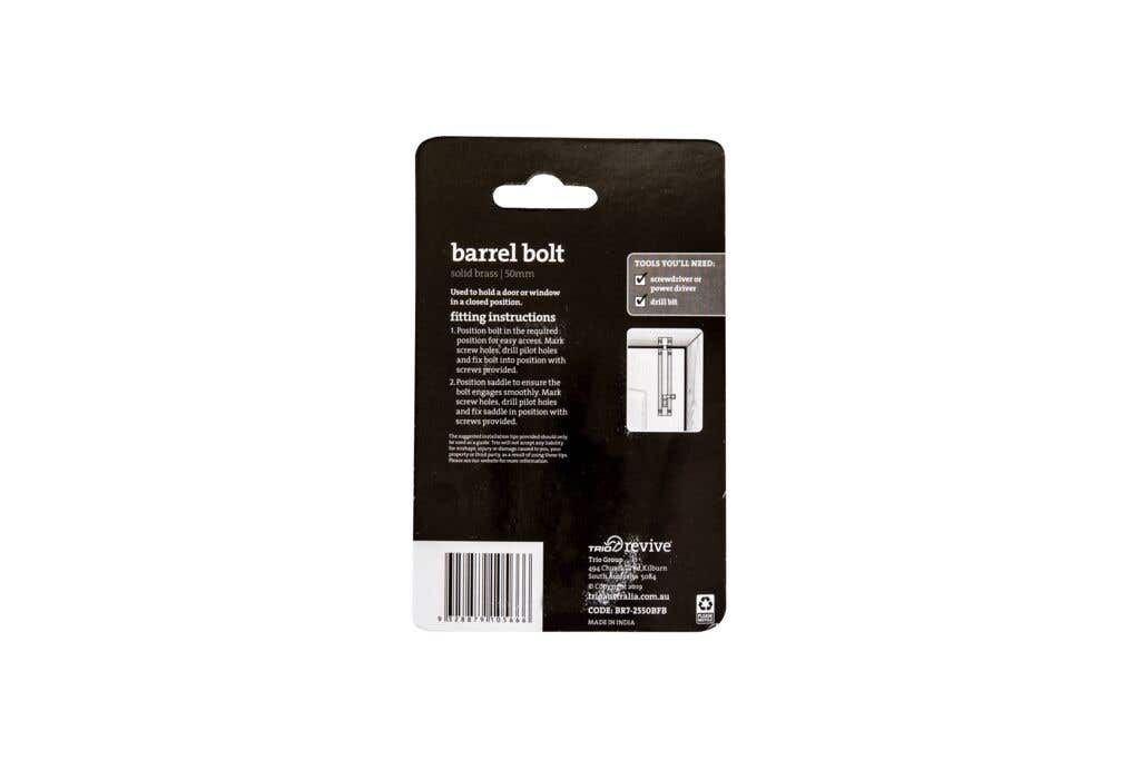 Trio Barrel Bolt Florentine Bronze 25 x 50mm