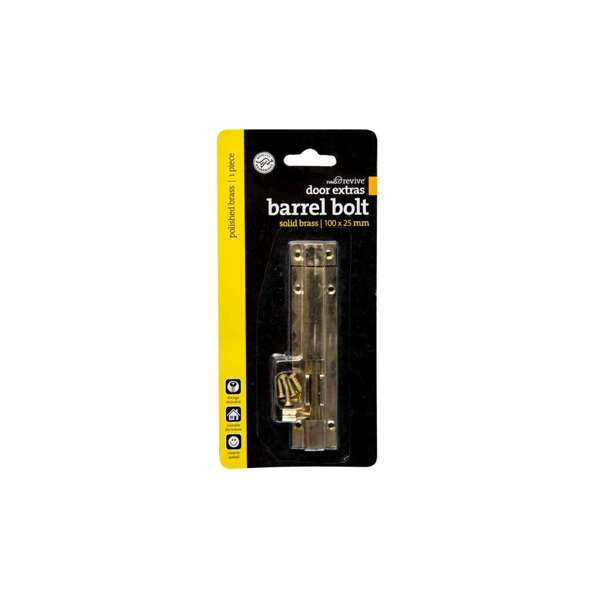 Trio Barrel Bolt Polished Brass 25 x 100mm