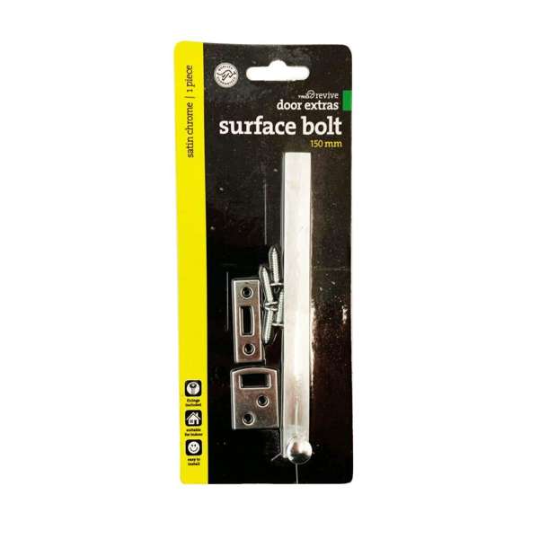 Trio Surface Bolt Satin Chrome 150mm