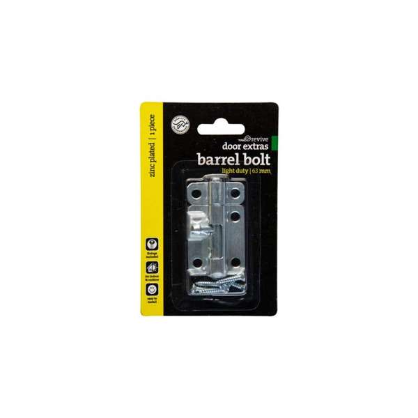 Trio Light Duty Barrel Bolt Zinc Plated 63mm