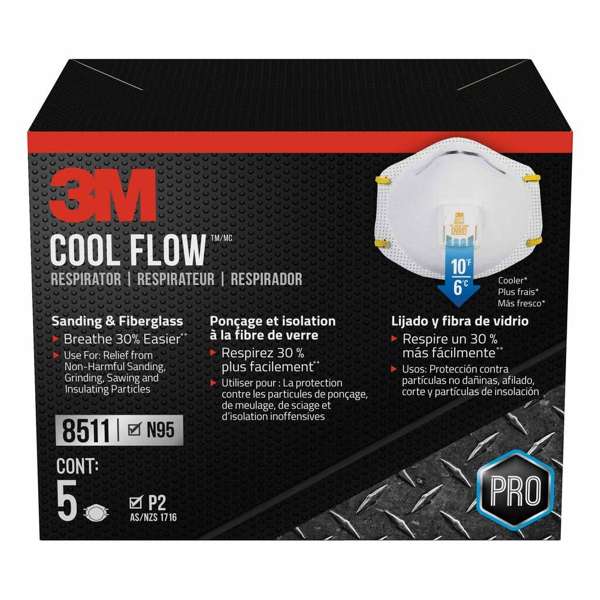 3M Cool Flow Sanding/Fiberglass Face Masks - 5 Pack