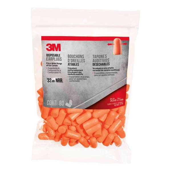 3M Disposable Earplugs - 80 Pairs