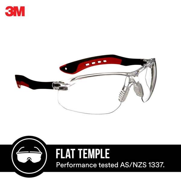 3M Flat Temple Safety Glasses Clear Lens