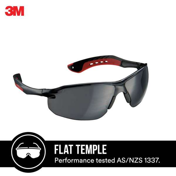 3M Flat Temple Safety Glasses Grey Lens