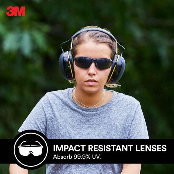 3M Flat Temple Safety Glasses Grey Lens