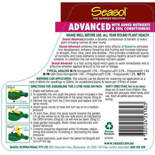 Seasol Advanced Hose On 2L