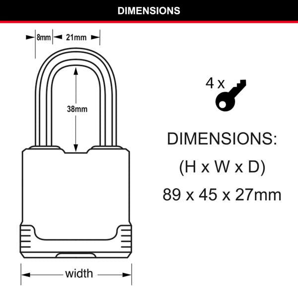 Master Lock Excell Covered Padlock 45mm