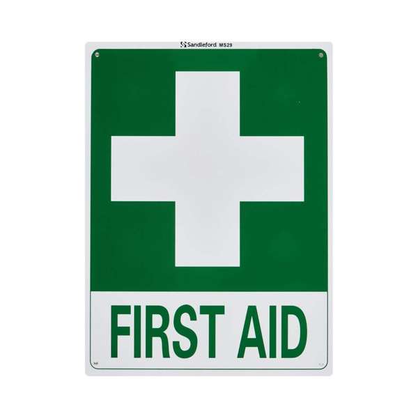 Sandleford First Aid Safety Sign White/Green 300 x 225mm