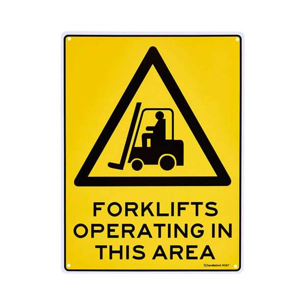 Sandleford Safety Sign Forklifts Operating in this Area Yellow 300 x 225mm