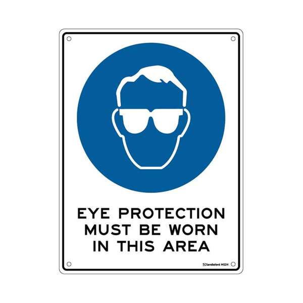 Sandleford Eye Protection Safety Sign White/Blue/Black 300 x 225mm