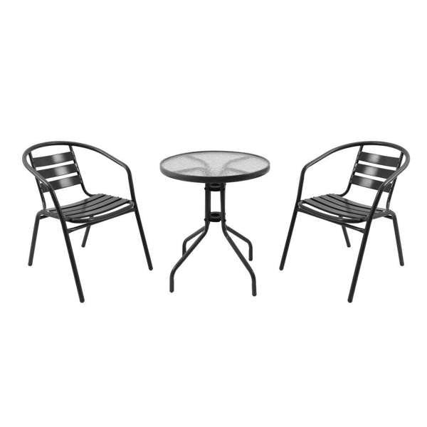 Cancun Steel Bistro Setting Black - 3 Piece