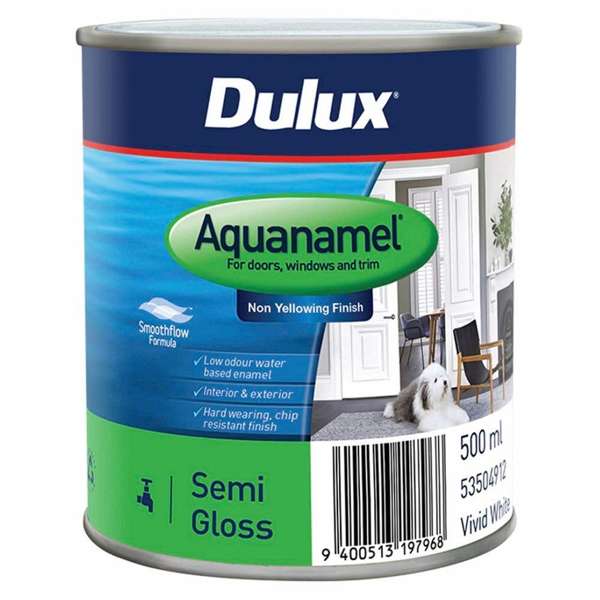 Dulux Aquanamel Semi Gloss Vivid White 500ml