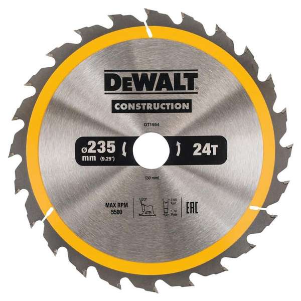 DeWalt Construction Circle Saw Blade 235mm