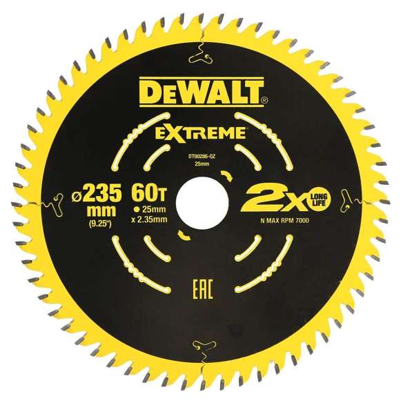 DeWalt Extreme Circular Saw Blade 60T 235mm