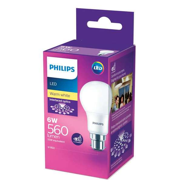 Philips LED Globe 6W BC Warm White