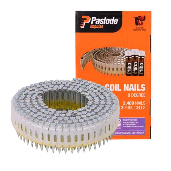 Paslode Impulse CoilMaster Nails 2.5 x 32mm - Box of 2400 + 3 Fuel Cells