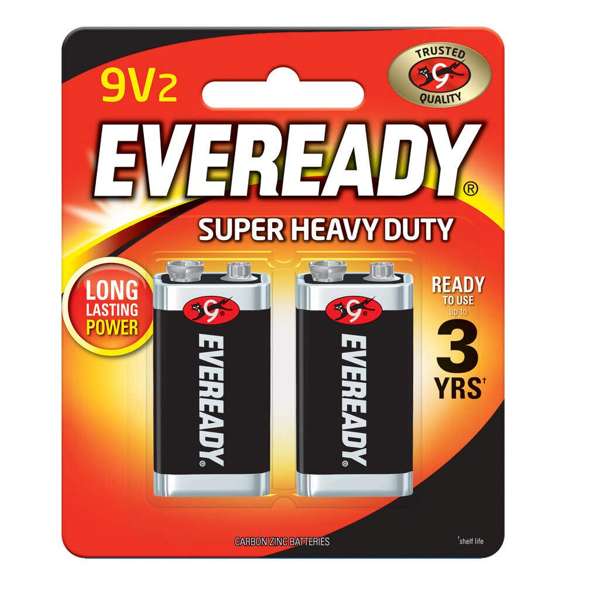 Eveready 9V Super Heavy Duty Black Battery - 2 Pack