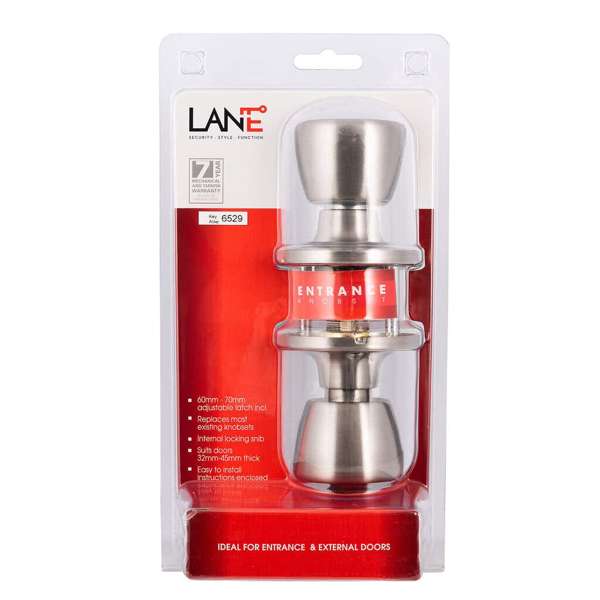 Lane Guardian Entrance Knobset Satin Stainless Steel