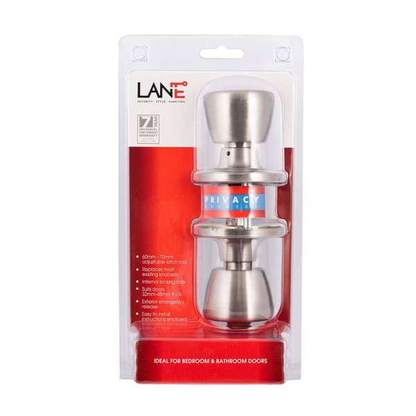 Lane Guardian Knobset Privacy Satin Stainless Steel