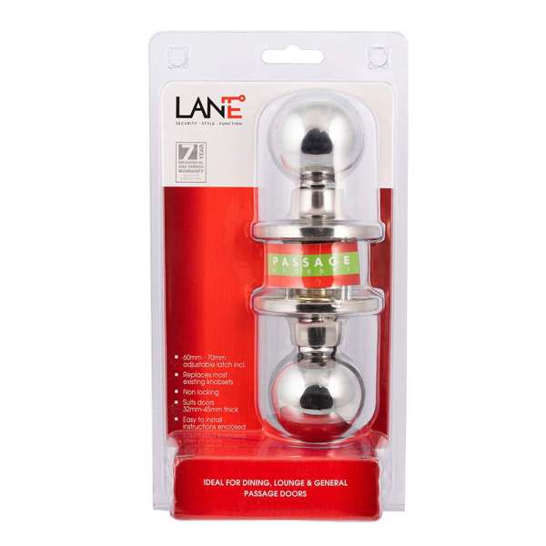 Lane Bala Knobset Passage Polished Stainless Steel