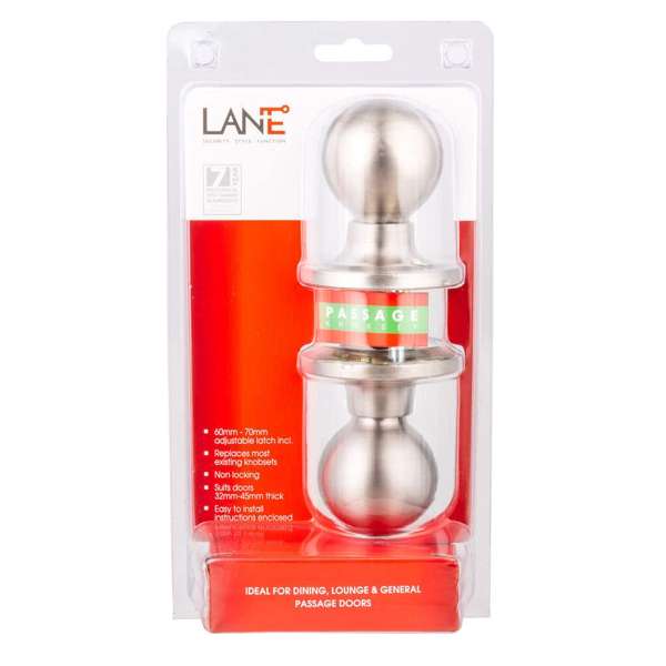 Lane Bala Knobset Passage Satin Stainless Steel