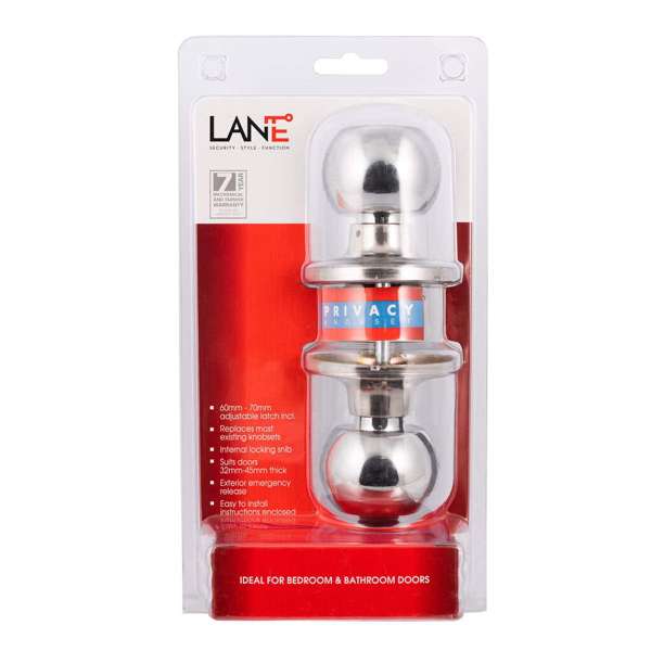 Lane Bala Knobset Privacy Polished Stainless Steel