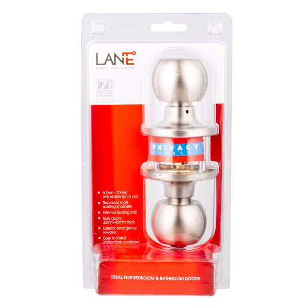 Lane Bala Knobset Privacy Satin Stainless Steel