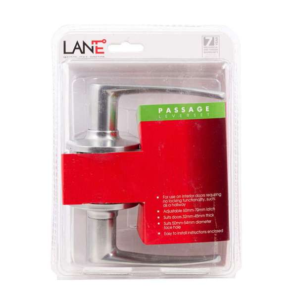 Lane Avalon Leverset Passage Brushed Satin Chrome