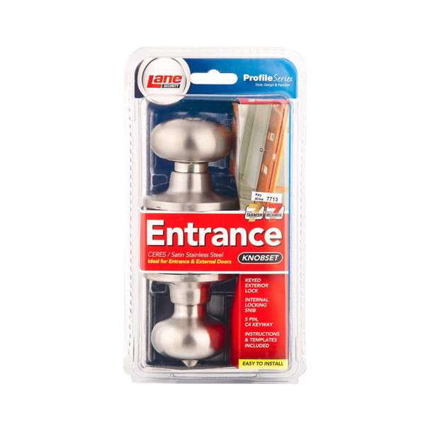 Lane Ceres Entrance Knobset Satin Stainless Steel