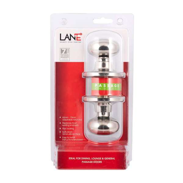 Lane Ceres Knobset Passage Polished Stainless Steel