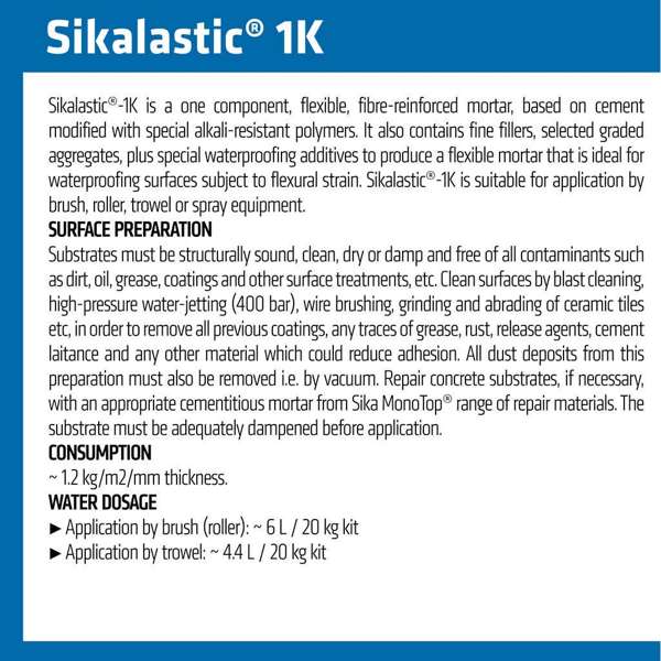 Sika Mortar Sikalastic 1K Pail 10kg