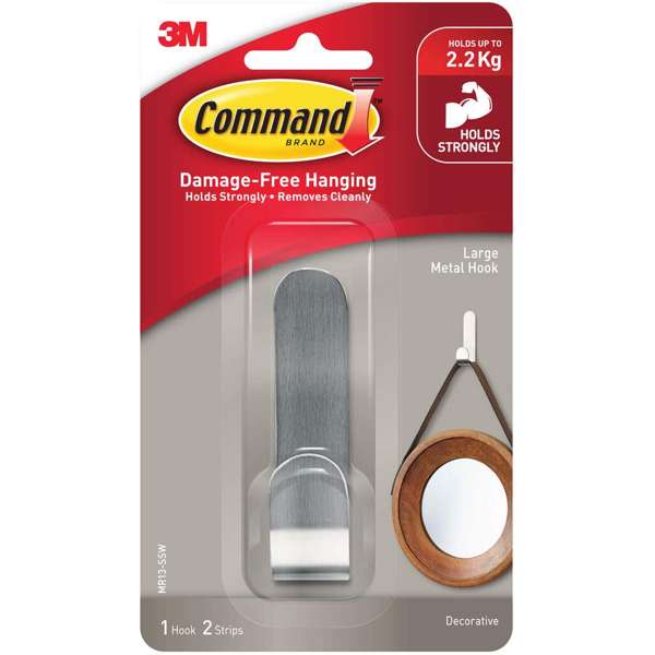 Command Adhesive Metal Wall Hook Large