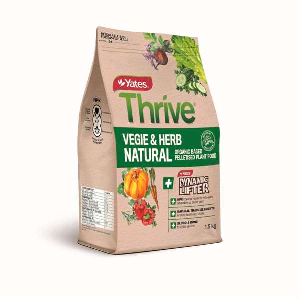 Yates Thrive Natural Vegie & Herb Organic Based Pelletised Plant Food 1.5kg